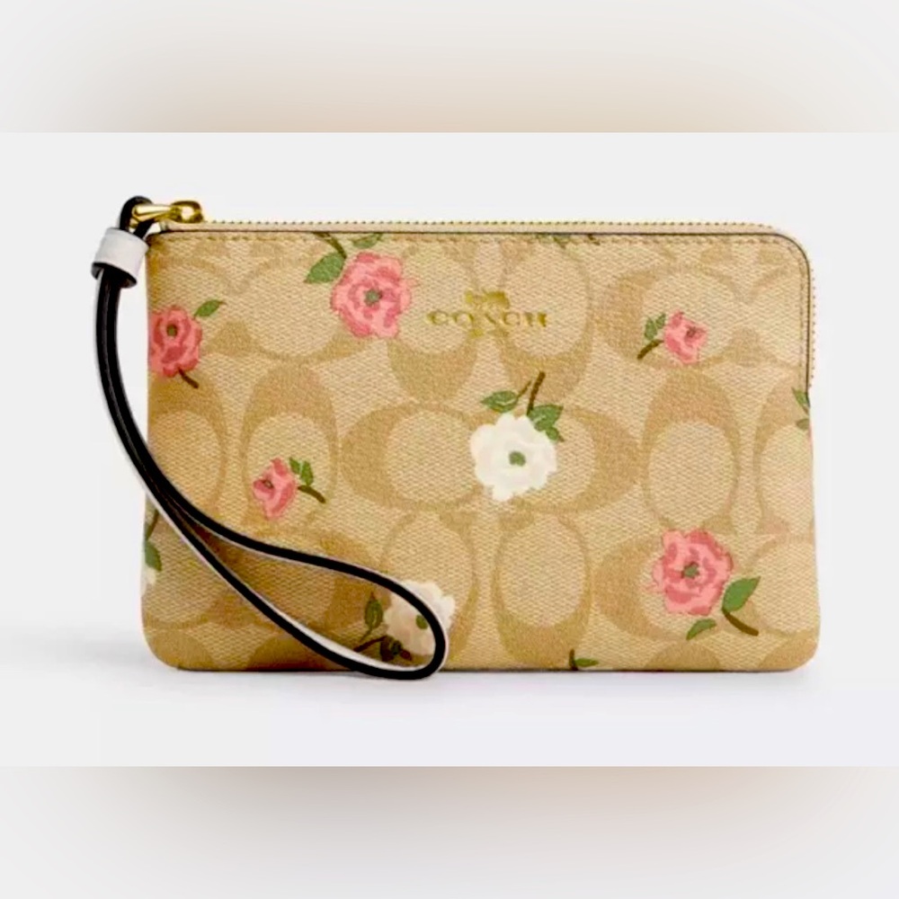 COACH Corner Zip Wristlet With Floral Print - NEW W/ TAGS - MSRP: $88